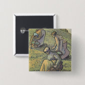 「Travaux desのチャンピオンからのきのこを、集めている女性 缶バッジ (正面&裏面)