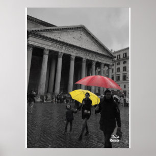 Travel   イタリア - ローマ、パンテオンの雨の日 ポスター
