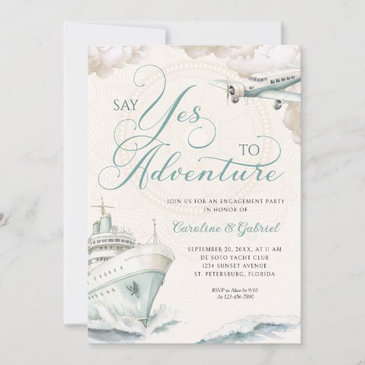 Travel Adventure Cruise Engagement Party 招待状 (正面)