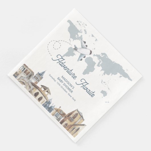 Travel Adventure World Map Airplane Baby Shower  (コーナー)