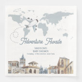 Travel Adventure World Map Airplane Baby Shower  (正面)