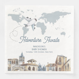 Travel Adventure World Map Airplane Baby Shower
