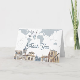 Travel Adventure World Map Airplane Baby Shower サンキューカード