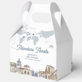 Travel Adventure World Map Airplane Baby Shower  フェイバーボックス (裏面)