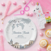 Travel Adventure World Map Airplane Baby Shower  ペーパープレート (パーティー)