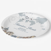 Travel Adventure World Map Airplane Baby Shower  ペーパープレート (アングル)