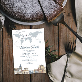 Travel Adventure World Map Airplane Baby Shower 招待状