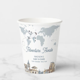 Travel Adventure World Map Airplane Baby Shower 紙コップ