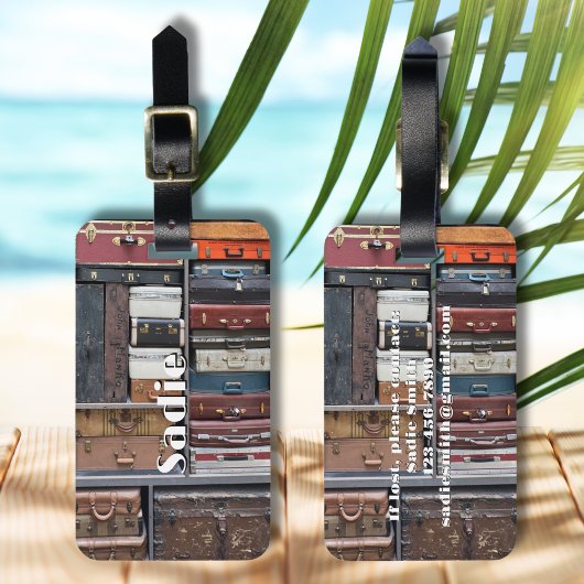 Travel Adventures, Vintage Suitcases ラゲッジタグ