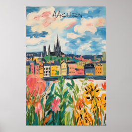 Travel Aesthetic Painting City Aachen Germany  ポスター