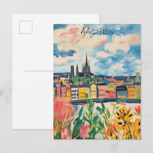 Travel Aesthetic Painting City Aachen Germany  ポストカード (正面/裏面)