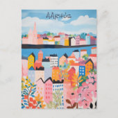 Travel Aesthetic Painting City Aarhus Danmark ポストカード (正面)