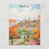 Travel Aesthetic Painting City Aarhus Denmark ポストカード (正面)