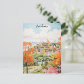 Travel Aesthetic Painting City Aarhus Denmark ポストカード (スタンド正面)
