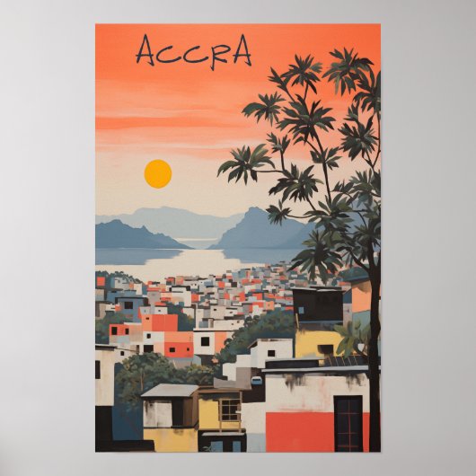 Travel Aesthetic Painting City Accra Ghana ポスター (正面)