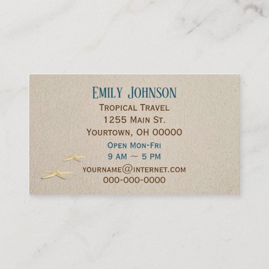 Travel Agency Beach Window With Surf Scene 名刺 (裏面)