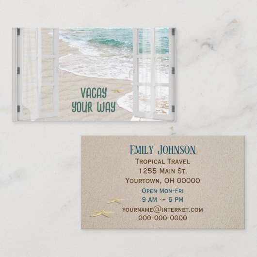 Travel Agency Beach Window With Surf Scene 名刺 (正面/裏面)