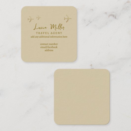 Travel agency consultant beige スクエア名刺 (正面/裏面)