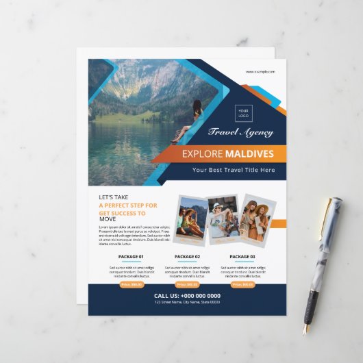 Travel Agency Flyer Template (正面/裏面インサイチュ)