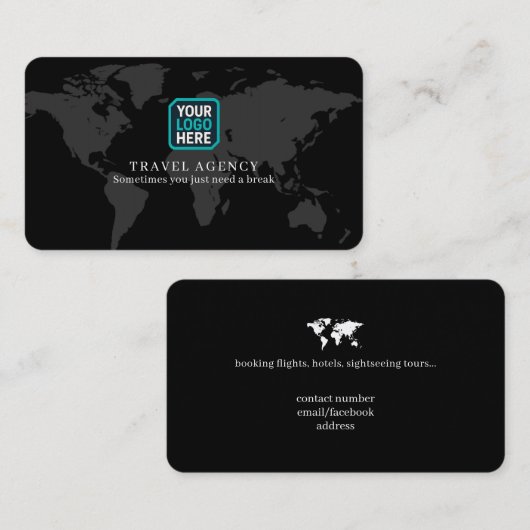 Travel Agency Logo World Map 名刺 (正面/裏面)