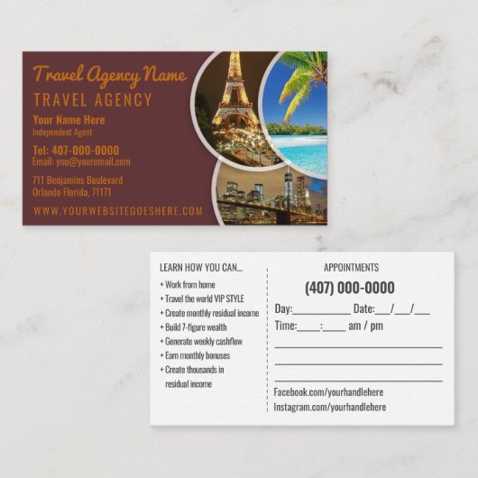 Travel Agentテンプレート名刺 名刺 (正面/裏面)