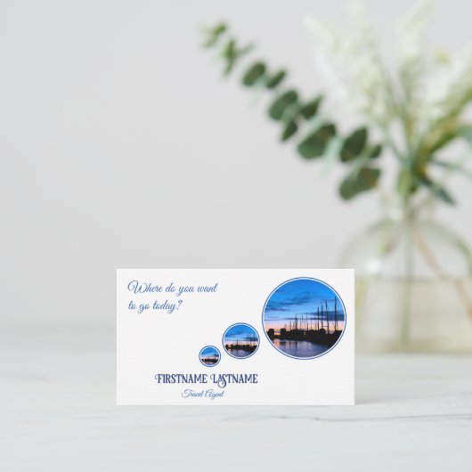 Travel agent dreamy sky sailing marina sunset 名刺 (スタンド正面)