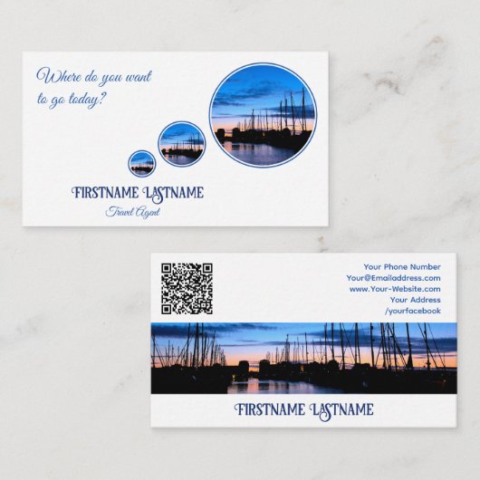 Travel agent dreamy sky sailing marina sunset 名刺 (正面/裏面)