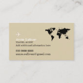 Travel Agent Logo Plane World Map Beige 名刺 (裏面)
