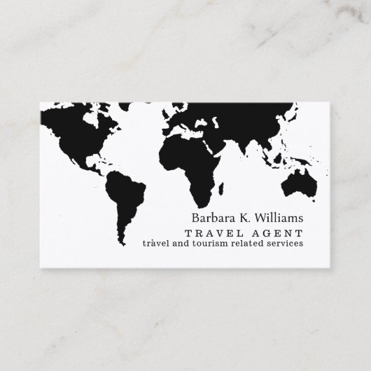 Travel Agent Modern Black White Business Card  名刺 (正面)