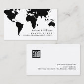 Travel Agent Modern Black White Business Card  名刺 (正面/裏面)