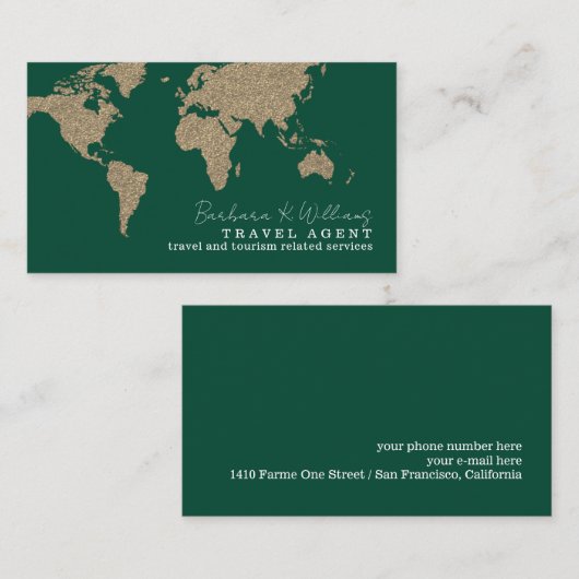 Travel Agent Oversized Map Green 名刺 (正面/裏面)