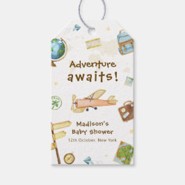 Travel Around The World Airplane Baby Shower  ギフトタグ