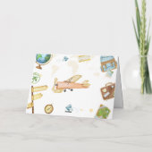 Travel Around The World Airplane Baby Shower  サンキューカード (裏面)