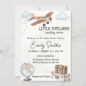 Travel Baby Shower Invitation Template Little Expl 招待状 (正面)