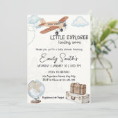 Travel Baby Shower Invitation Template Little Expl 招待状 (スタンド正面)
