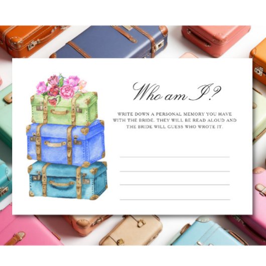 Travel bags - Who am I bridal shower game 便箋