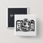 Travel Beach Photography Camera   缶バッジ (正面&裏面)