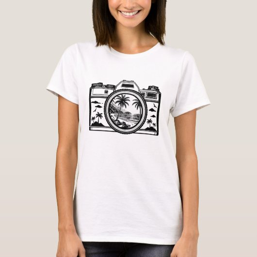 Travel Beach Photography Camera   Tシャツ (正面)