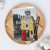 Travel Birthday Red Phone Booth Fun Photo  カード