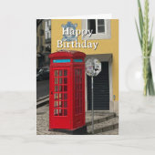 Travel Birthday Red Phone Booth Fun Photo  カード (正面)