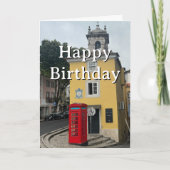 Travel Birthday Red Phone Booth Fun Photo  カード (正面)