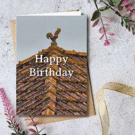 Travel Birthday Rooster on roof Portugal Photo カード
