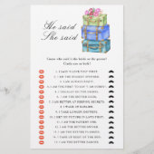 Travel bridal shower - He said she said game (正面)