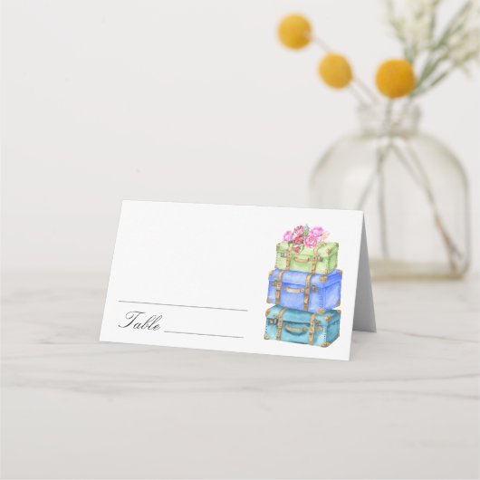 Travel bridal shower - wedding place cards プレイスカード (正面)