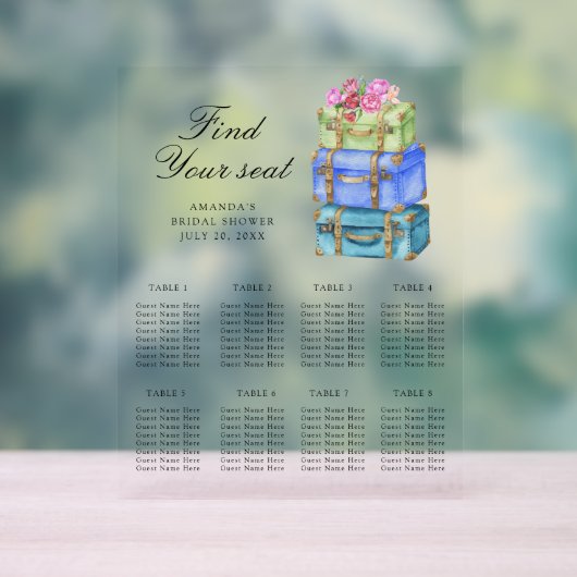 Travel Bridal shower Wedding seating chart アクリルサイン (ニュートラル)