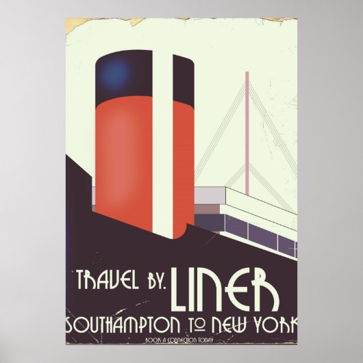Travel by Liner - vintage travel poster ポスター (正面)