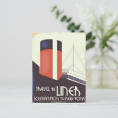Travel by Liner - vintage travel poster ポストカード (スタンド正面)