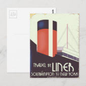 Travel by Liner - vintage travel poster ポストカード (正面/裏面)
