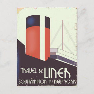 Travel by Liner - vintage travel poster ポストカード