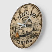 Travel Camping Camper Van Gift for Travel Lovers ラージ壁時計 (傾斜)